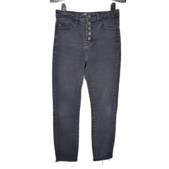 KanCan Black Raw Hem Ankle Skinny Jeans - Picture 1 of 4